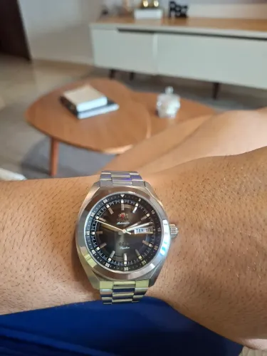 Relogio orient 3 estrelas heritage safira automático 