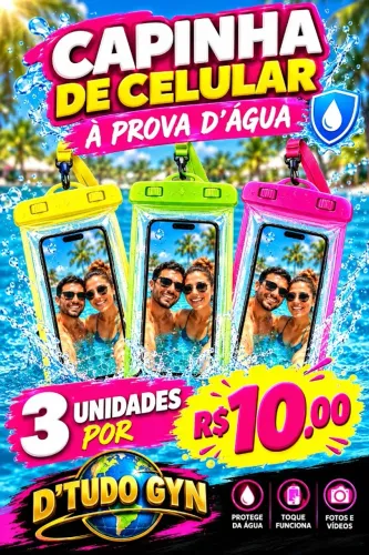 kit 3 capinhas de mergulho para celular à prova d'água