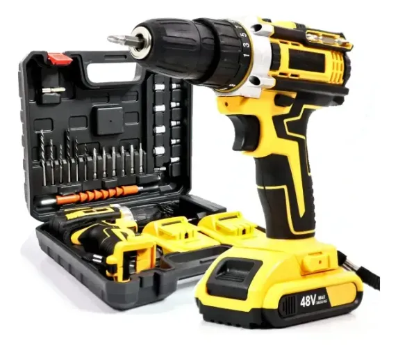 Furadeira e Parafusadeira de Impacto Profissional 48V + Maleta Completa