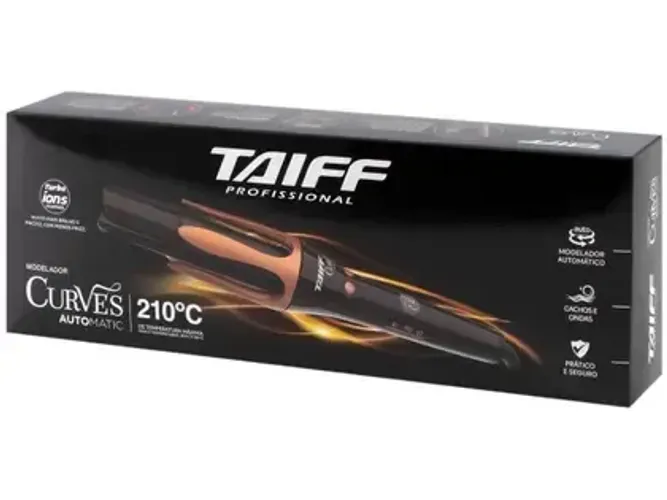 Modelador de Cachos Taiff Curves Automatic 32mm Íons Negativos Bivolt Preto e Cobre