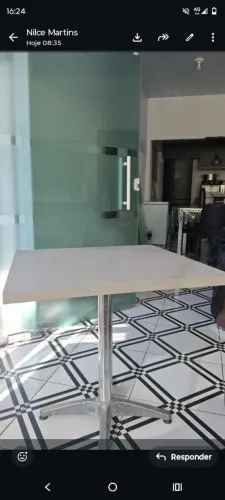 Vendo mesas de tampo MDF cinza com base de inox polido