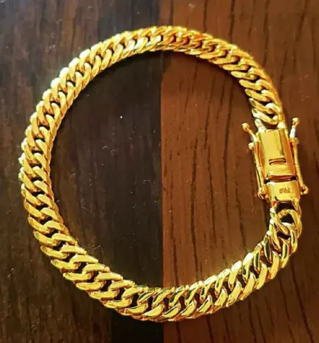 Bela pulseira 10mm banhada a ouro 18k nova