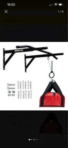Barra Fixa de Parede para taf e treinar em casa cor preto com suporte de saco de pancada