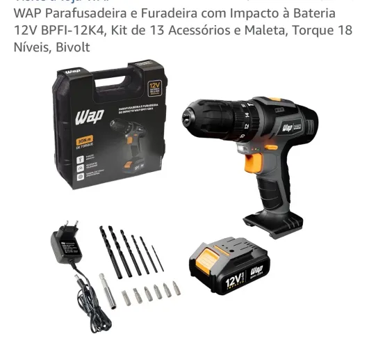 ALUGUEL Parafusadora/Furadeira de Impacto WAP 12Vkit completo,bateria e maleta. R$ 30/dia.