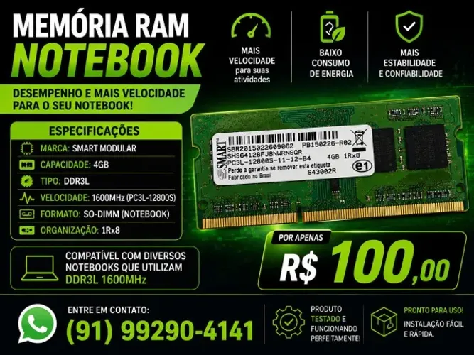 MEMÓRIA NOTEBOOK 4GB