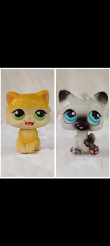 Lote de 02 miniaturas LPS Littlest Pet Shop 1st Geração Edição Gatos Magic Motion Língua 