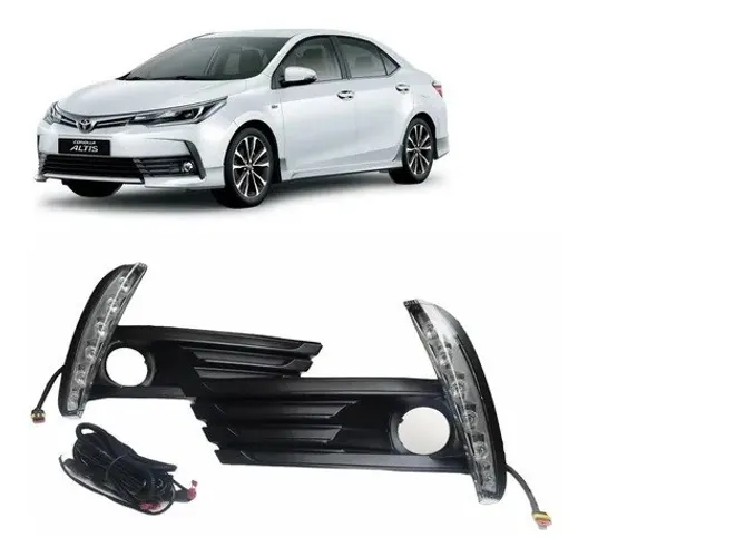Kit Moldura Milha Preta Led DRL + Seta Corolla 2018 2019