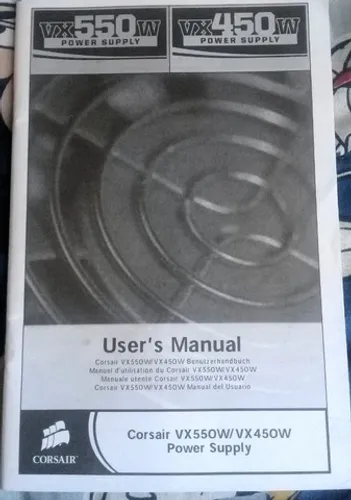 Manual do Usuario Corsair VX550W/VX450W Power Supply