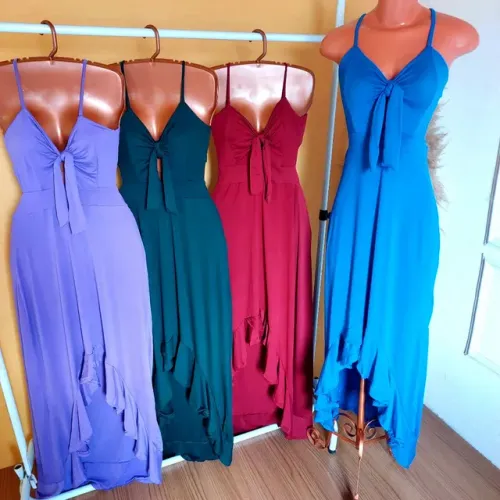 Promoção Vestido Longo Liso Preto Rosa Branco Vermelho Vinho...