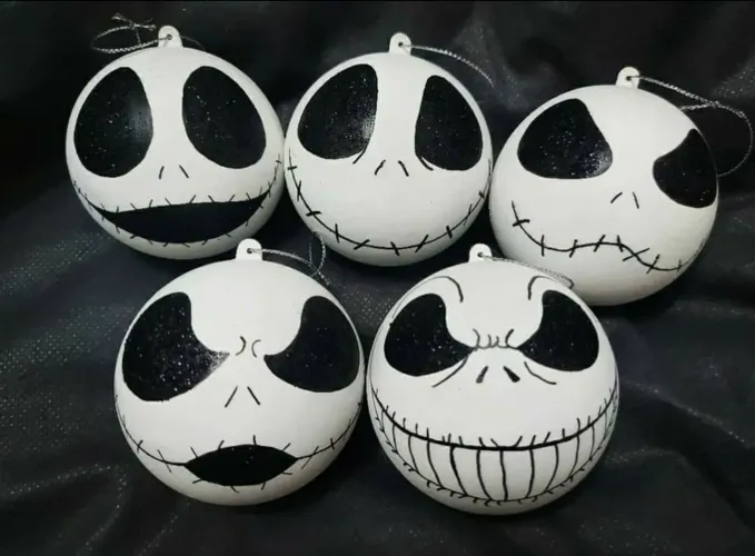 Kit 5 bolas de Natal O estranho mundo de Jack 6,5 cm