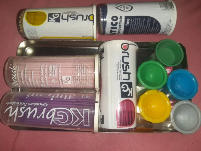 5 potes micro brush + 5 potes dappen odontologia ou cílios