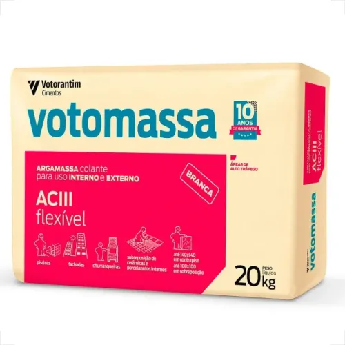 Argamassa AClll Flexível Branco 20 Kg Votomassa