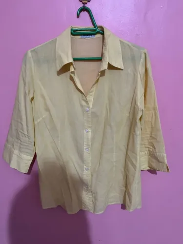 Camisa social manga 3/4 amarela TAM M