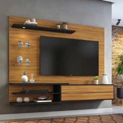 Painel Para Tv até 60 Polegadas Notável NT1115 Off White/Freijó - Preto<br>