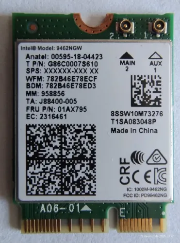 Placa Wifi 9462ngw Dual Band Bluetooth Lenovo Ideapad S145 