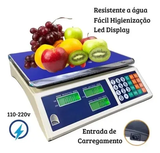 Balança Digital 40kg Uso Doméstico Recarregável
