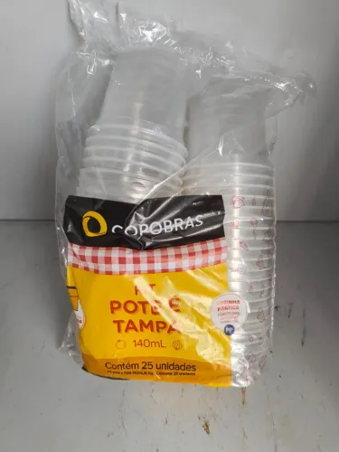 Kit Pote e Tampa 140ml Copobras 25 Unidades
