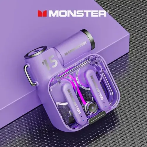 Fone de Ouvido Gamer MONSTER AIRMARS XKT15 - Bluetooth 5.3, LED, Estojo com Display