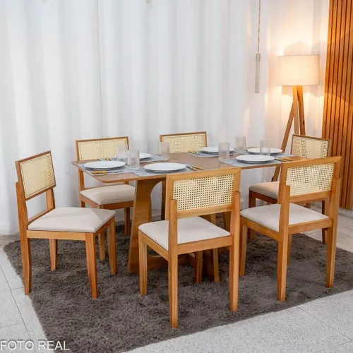 MESA JANTAR ALTA ELEGÂNCIA CADEIRAS DE TELA MADEIRA MACIÇA SURPREENDA-SE!! 827RU7
