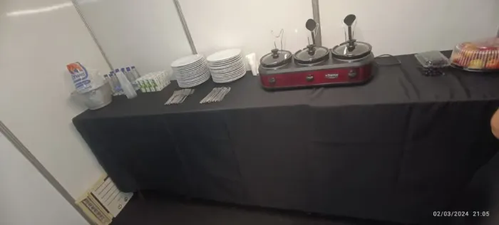 Rechaud elétrico com 3 cubas em inox