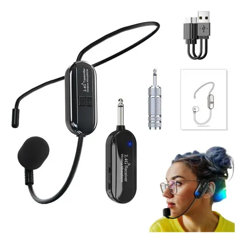 Microfone headset sem fio 2.4g professor,palestras,conferencia