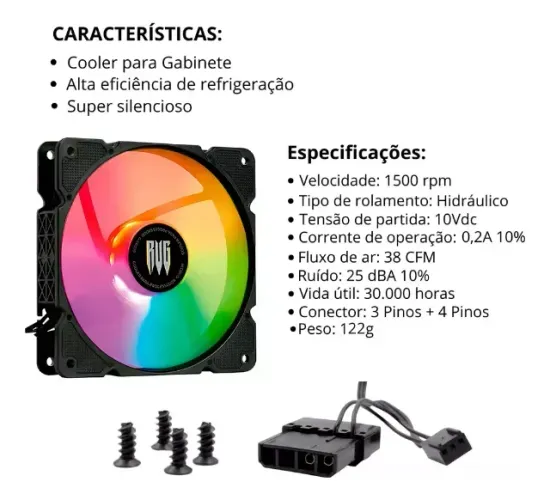 Cooler Fan Rgb 120mm Para Gabinete Cpu Led Revenger G-vr339