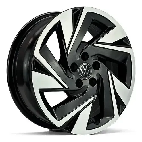 Rodas Aro 16 5x100 Para Vw Polo Spacefox Nivus S59 Preto Diamantado Fumê