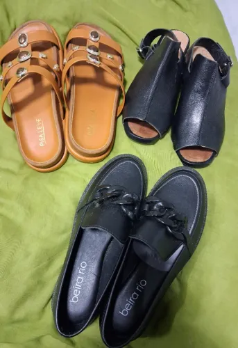  três calçados novos/ Ou separados. 