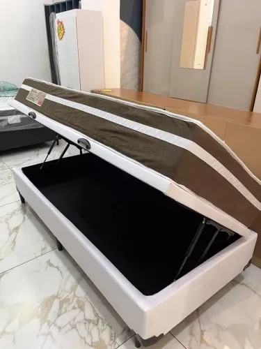 Cama Box solteiro Baú + colchão solteiro D28 molas Ensacada (produto novo)