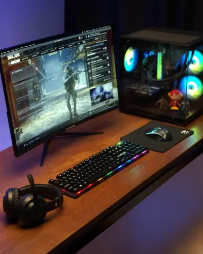 Kit Gamer Teclado Mouse Headset Mousepad Rgb Bluecase Preto