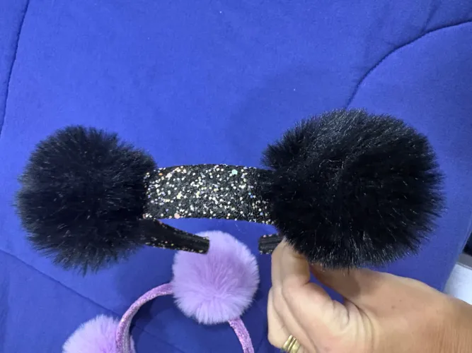 Kit 2 tiaras com Pompom e glitter - nova