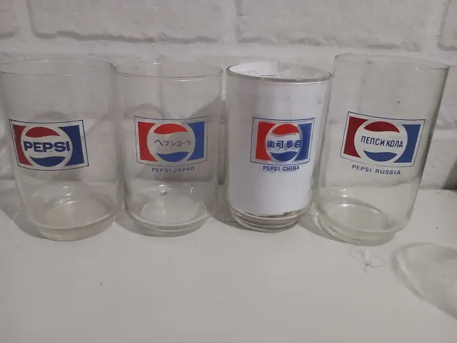 Copos Pepsi de vidro anos 80 Paises 