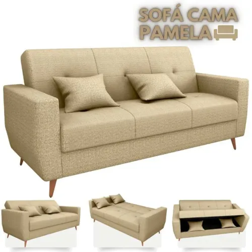 Sofá Cama Pâmela com baú - Entrega Rápida