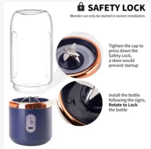 Liquidificador Portátil Recarregável USB Safety Lock 6 Lâminas