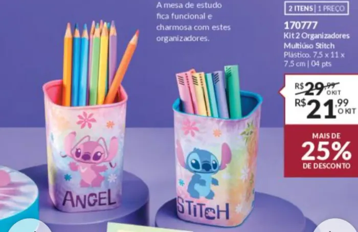 kit 2 organizadores multiuso do Stitch