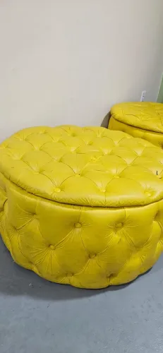 Pufe Baú Capitonê Amarelo (Unidade)