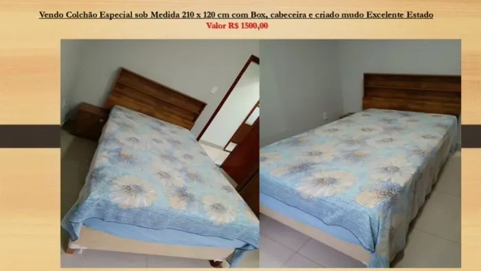 Conjunto Cama Box , Colchao , Cabeceira e criado mudo