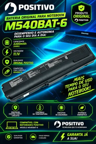 Bateria Original Para Notebook POSITIVO Modelo M540BAT-6