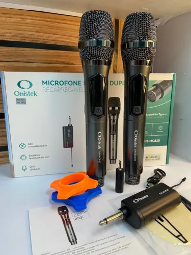 Microfone sem Fio Duplo Recarregável Onistek ON-MC820
