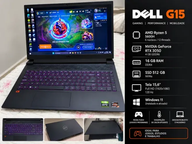 Notebook Gamer Dell G15 5515 ? AMD Ryzen 5 5600H | NVIDIA RTX 3050 | 16GB RAM