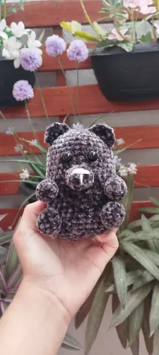 Ursinho pelúcia de crochê - cor preto