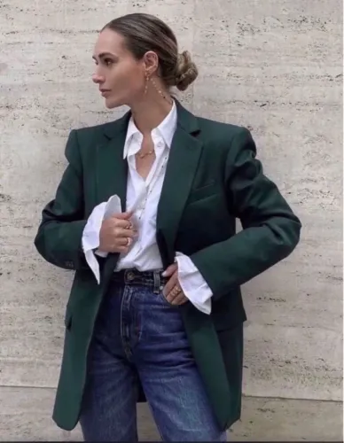 Blazer alfaiataria verde Zara, novo com etiqueta, tamanho G