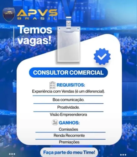 Vaga para Consultor de vendas