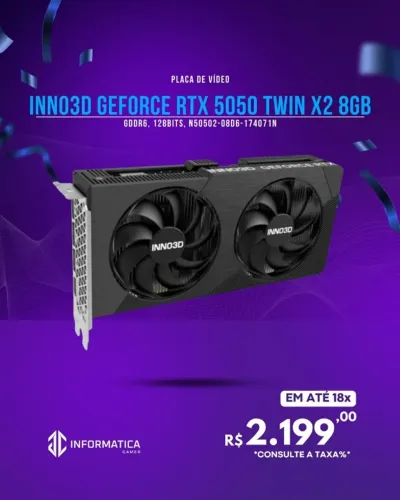 PLACA DE VÍDEO INNO3D GEFORCE RTX 5050 TWIN X2 8GB
