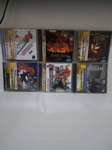 Lote 6 Jogos Sega Saturn Japonês (JP) - Panzer Dragoon Zwei, Fighting Vipers e mais