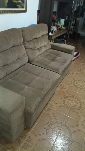 Sofá Retrátil e Reclinável 3 Lugares Suede