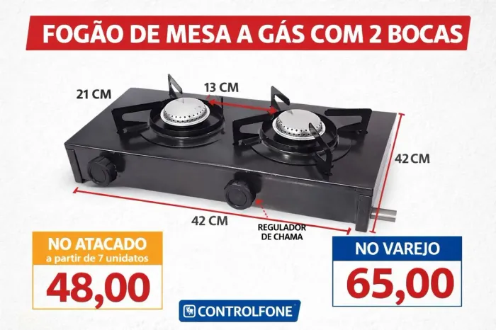 Fogão de mesa a gás 2 bocas