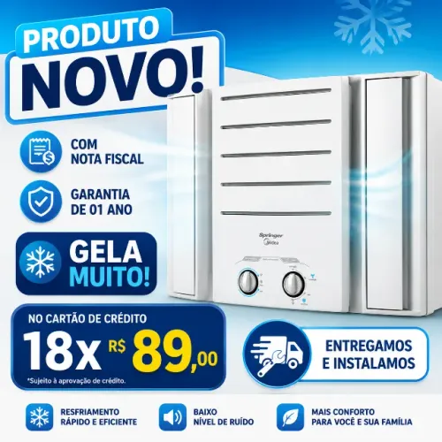 AR CONDICIONADO JANELA 7500 MIDEA NOVO NOTA GARANTIA 01 ANO CARTÃO 18X R$ 89,00 SOMOS LOJA