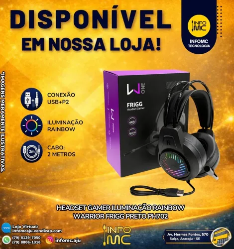 Headset gamer iluminado rainbow