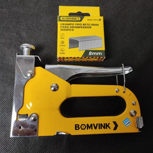 Grampeador Tapeceiro Profissional Manual Com 1000 Grampos 8mm
